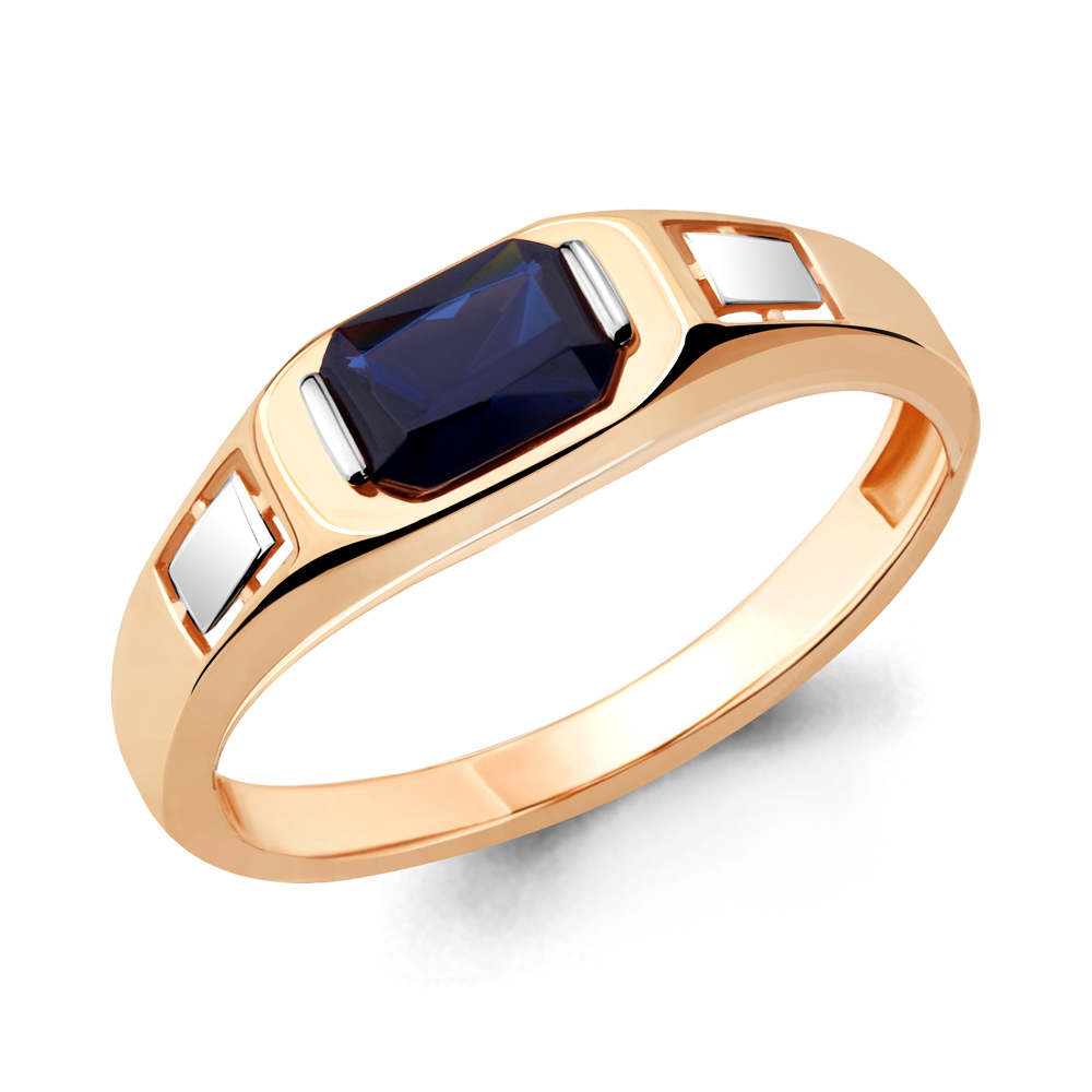 

Кольцо печатка из серебра с сапфиром р. 20,5 Aquamarine 68430Н_925_з, 68430Н_925_з