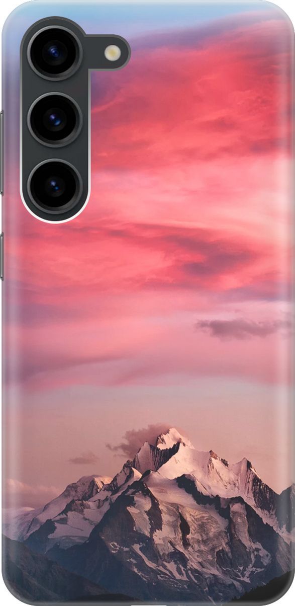 

Силиконовый чехол на Samsung Galaxy S23 с принтом "Горы и небо", Коричневый;розовый, 158296