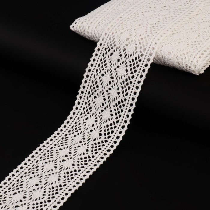 

Кружево вязаное, 70 мм  10 ± 1 м, цвет кипенно-белый