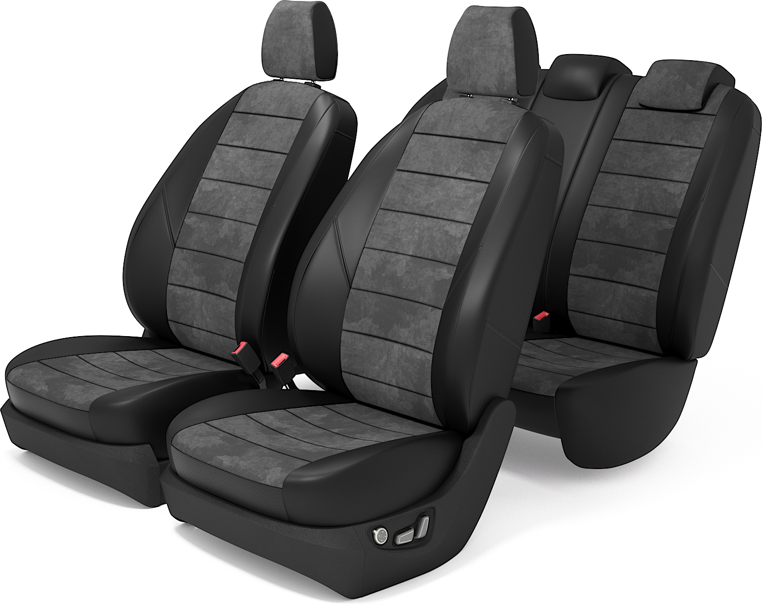 

Комплект чехлов Шкода Фабия с 2001 по 2007 год, Алькантара, темно-Серый, LFabia120012007