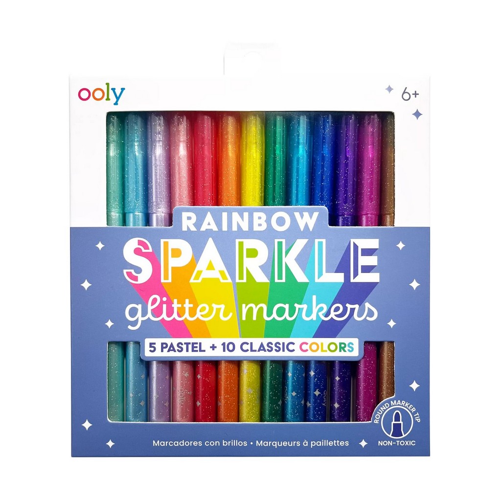 Фломастеры OOLY Rainbow Sparkle с блестками, 15 цветов