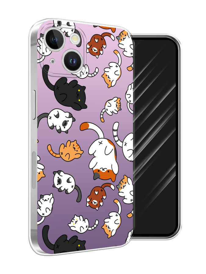 

Чехол Awog на Apple iPhone 15 Plus "Котопад", Фиолетовый;белый, 15650-1