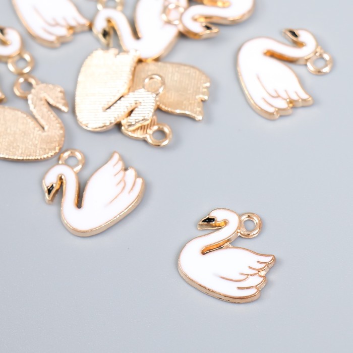 

Декор для творчества Арт Узор металл, эмаль Белый лебедь золото 1,3х1,4 см, 10шт, Золотистый