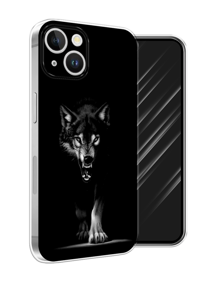 

Чехол Awog на Apple iPhone 15 Plus "Волк выходит из ночи", Серый;черный;белый, 15650-1