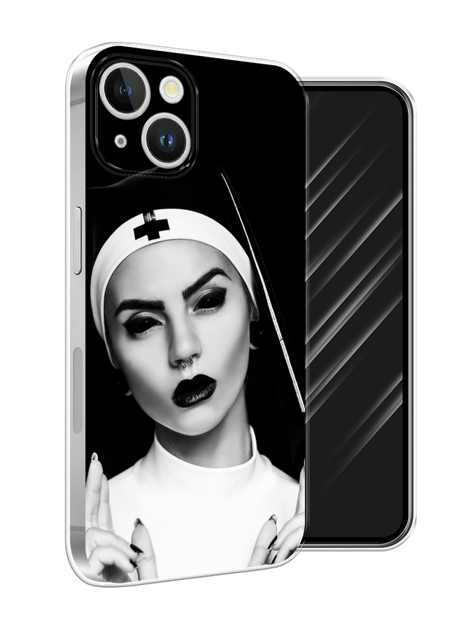 

Чехол Awog на Apple iPhone 15 Plus "Черная монашка", Серый;черный, 15650-1