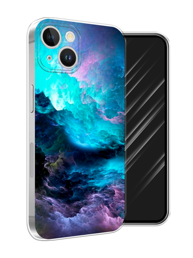 

Чехол Awog на Apple iPhone 15 Plus "Бирюзовое небо", Бирюзовый;фиолетовый;черный, 15650-1