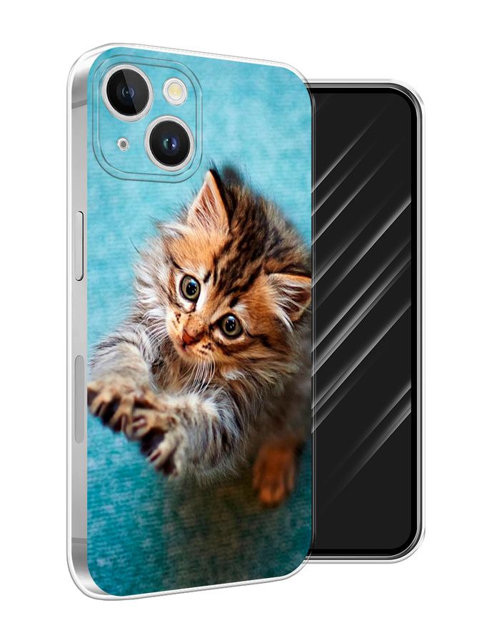 

Чехол Awog на Apple iPhone 15 Plus "Котенок просит есть", Бирюзовый;коричневый;белый, 15650-1