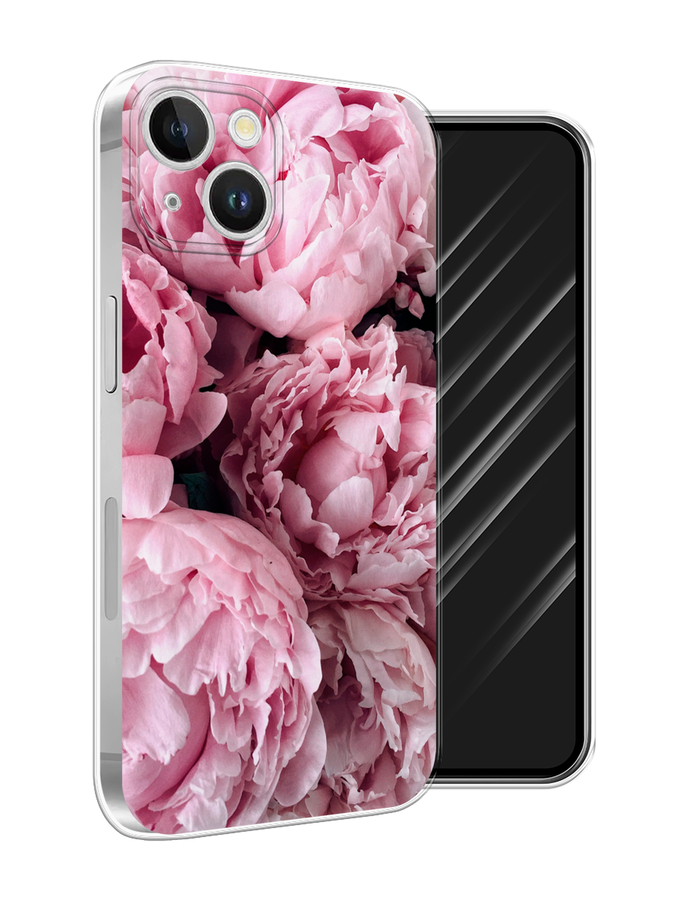 

Чехол Awog на Apple iPhone 15 Plus "Нежные пионы", Розовый;черный;белый, 15650-1