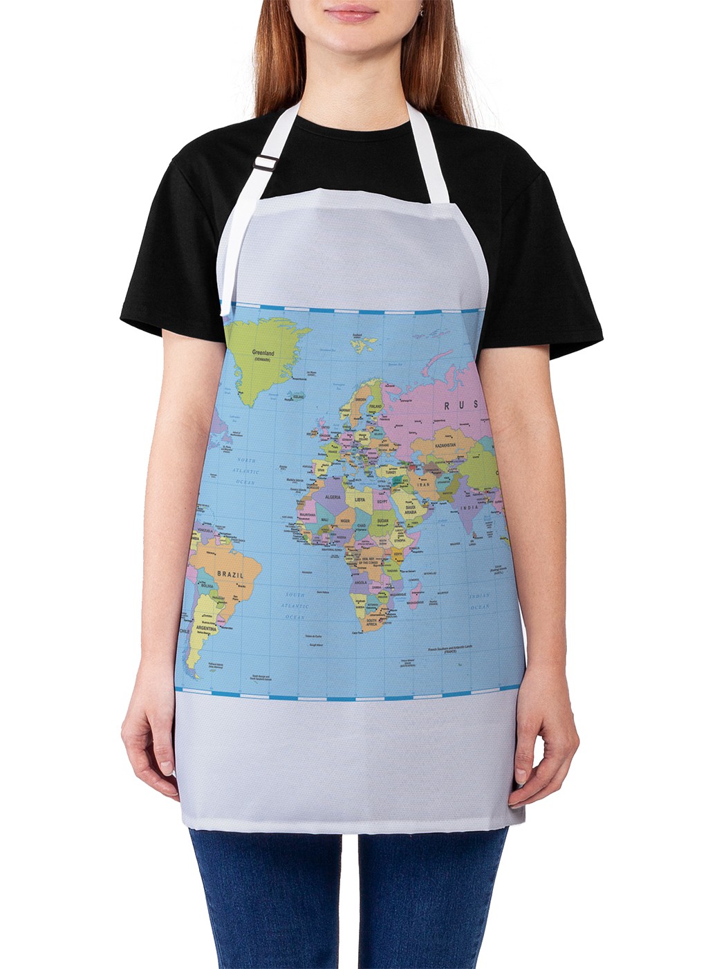 

Фартук женский для готовки "Политическая карта мира", универсальный размер