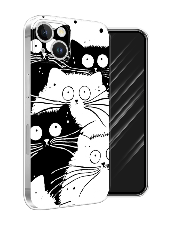 

Чехол Awog на Apple iPhone 15 Plus "Коты черно-белые", Черный;белый, 15650-1