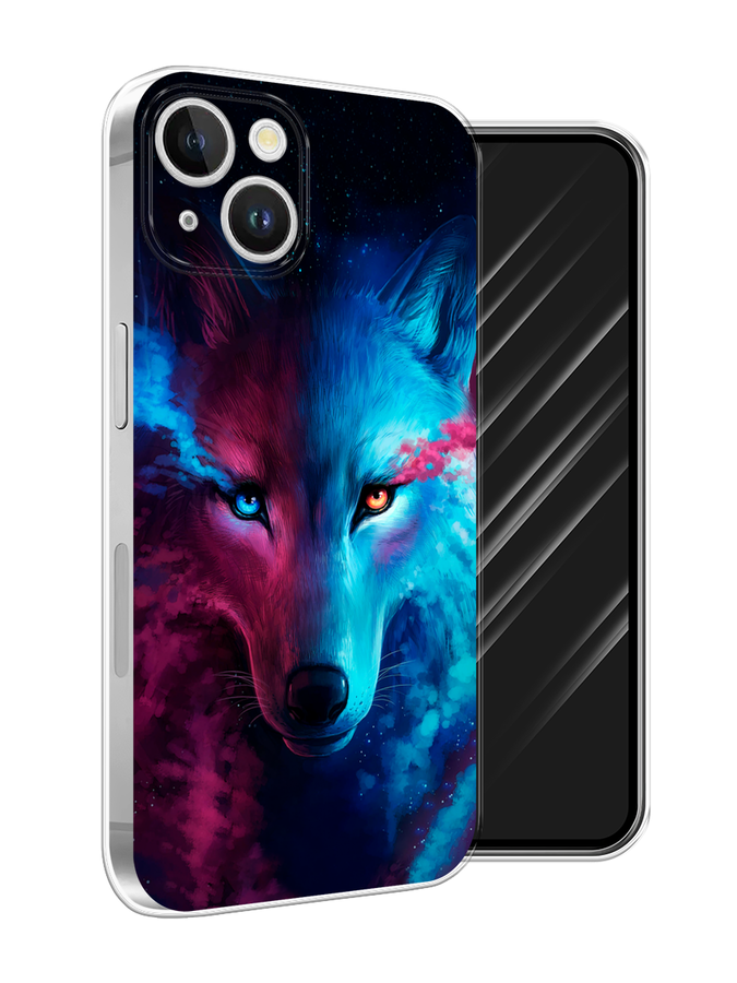 

Чехол Awog на Apple iPhone 15 Plus "Волшебный волк", Голубой;розовый, 15650-1