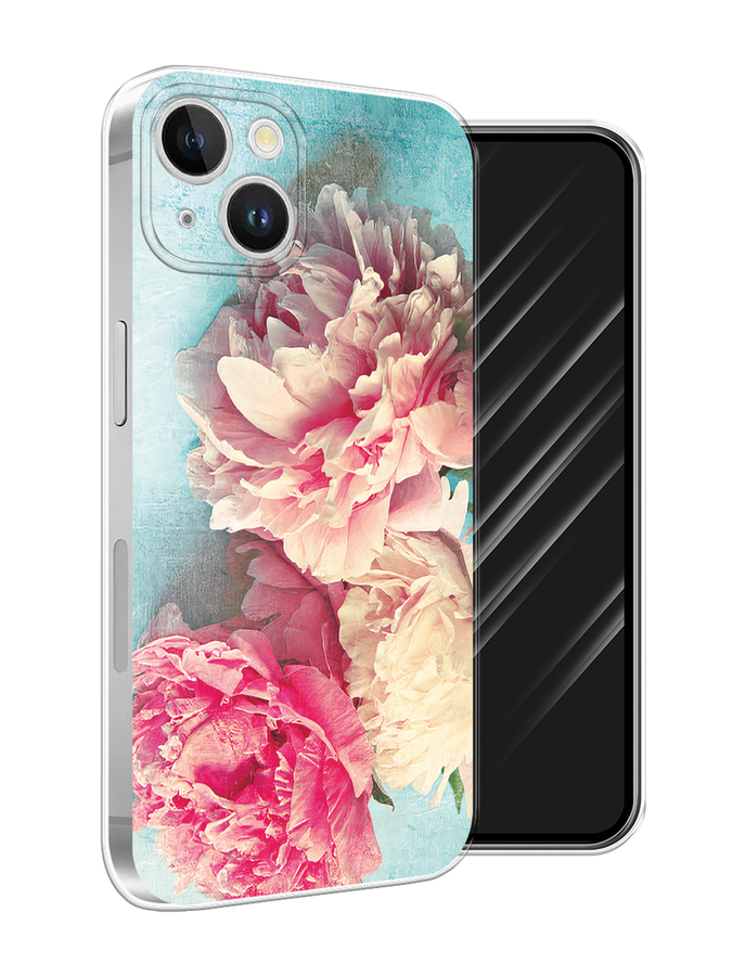 

Чехол Awog на Apple iPhone 15 Plus "Пионы new", Бирюзовый, 15650-1
