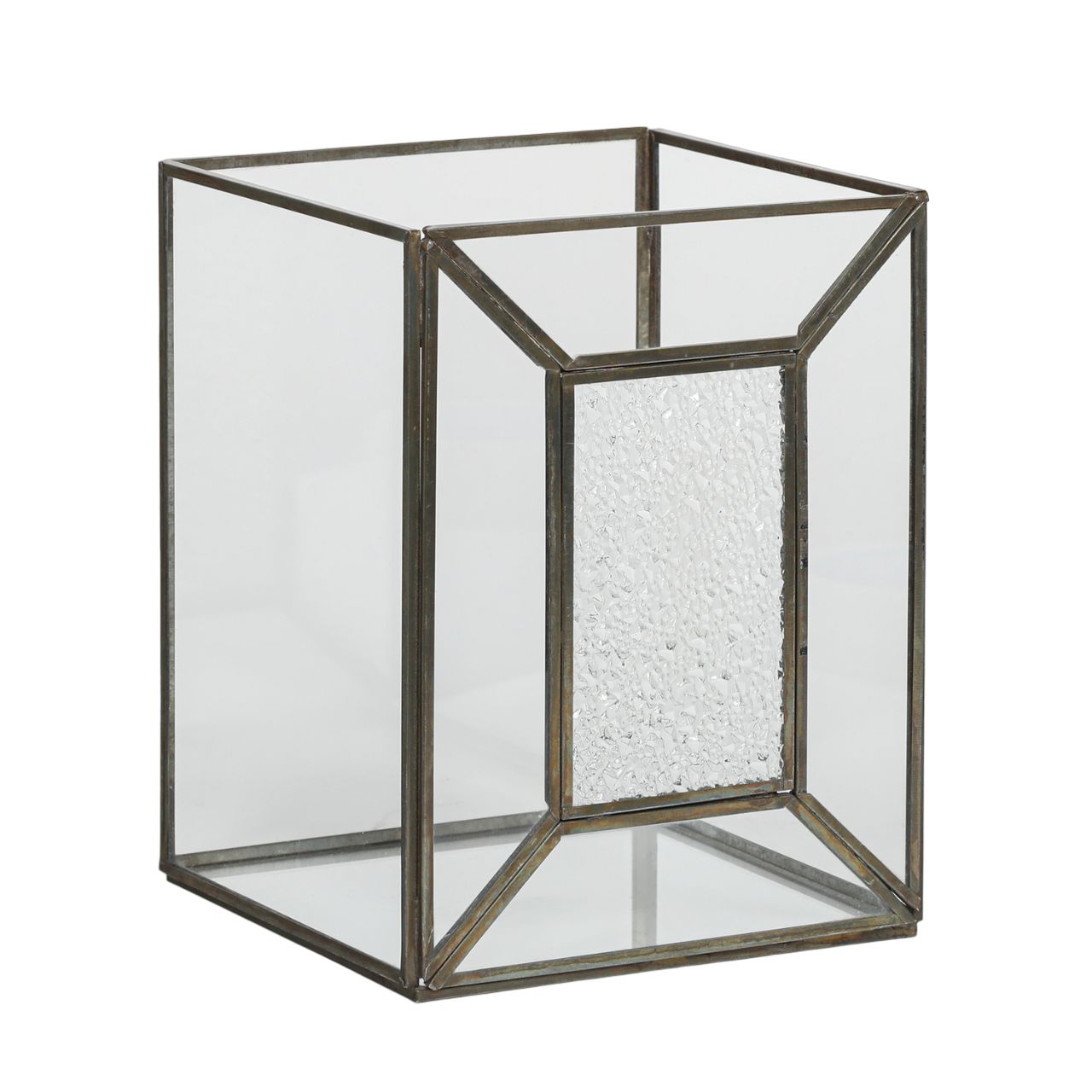 Подсвечник-фонарь P.M. Overseas прозрачно-бронзовый стекло-металл 17 х 17 х 21,5 см