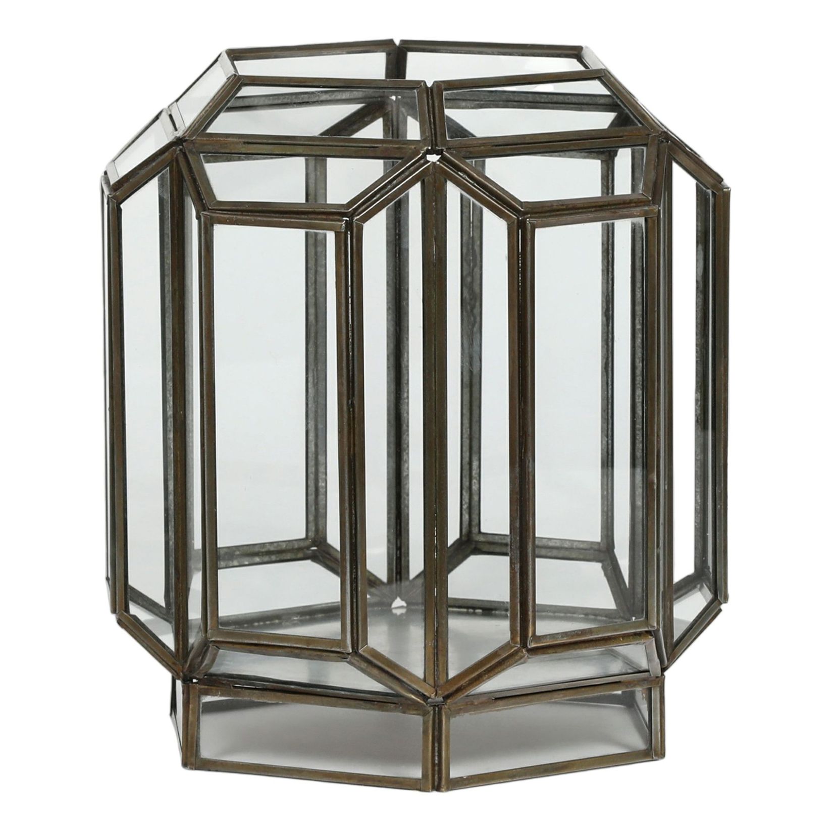 Подсвечник-фонарь P.M. Overseas прозрачно-бронзовый стекло-металл 23 х 23 х 26 см