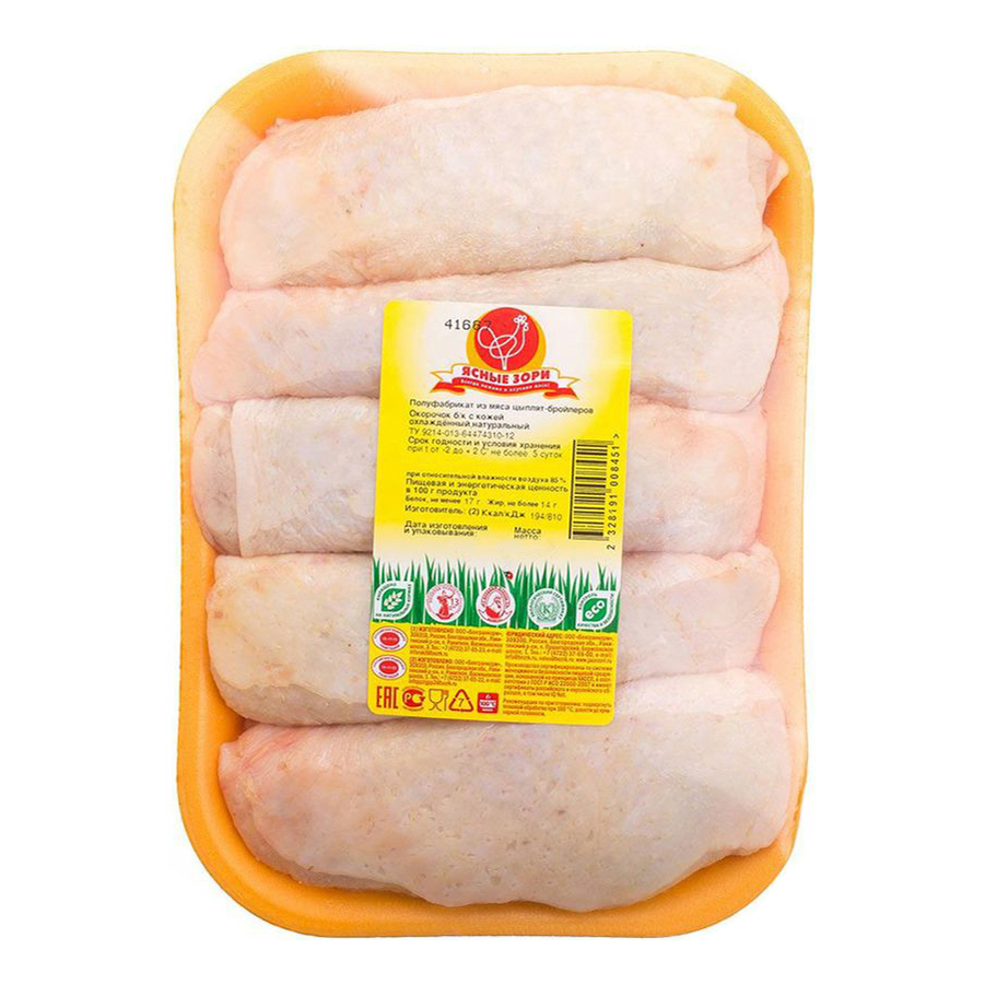 

Окорочка куриные без кости с кожей Ясные зори Монолит охлажденные 950 г