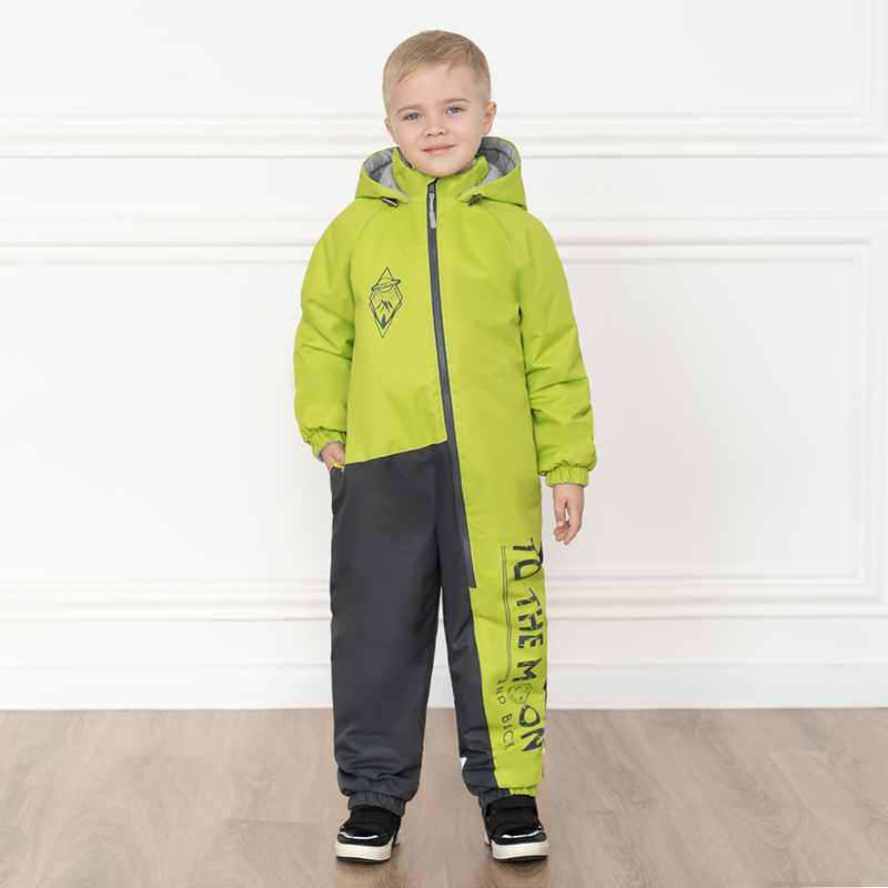 Комбинезон детский Arctic Kids 30-037, серый-салатовый, 110