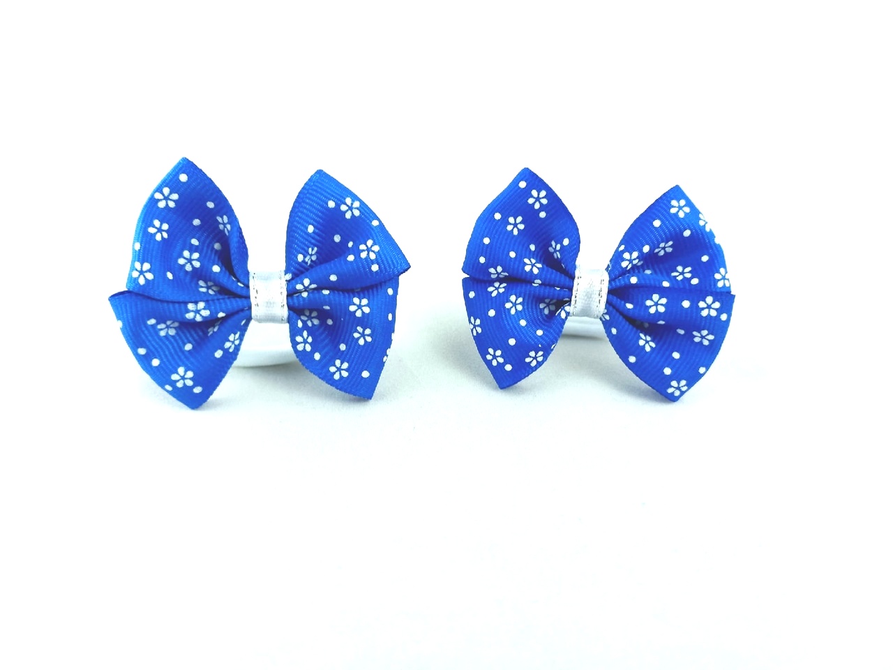 Набор бантов Valexa Бабочка Б1, синие в белый цветочек, 2 шт.