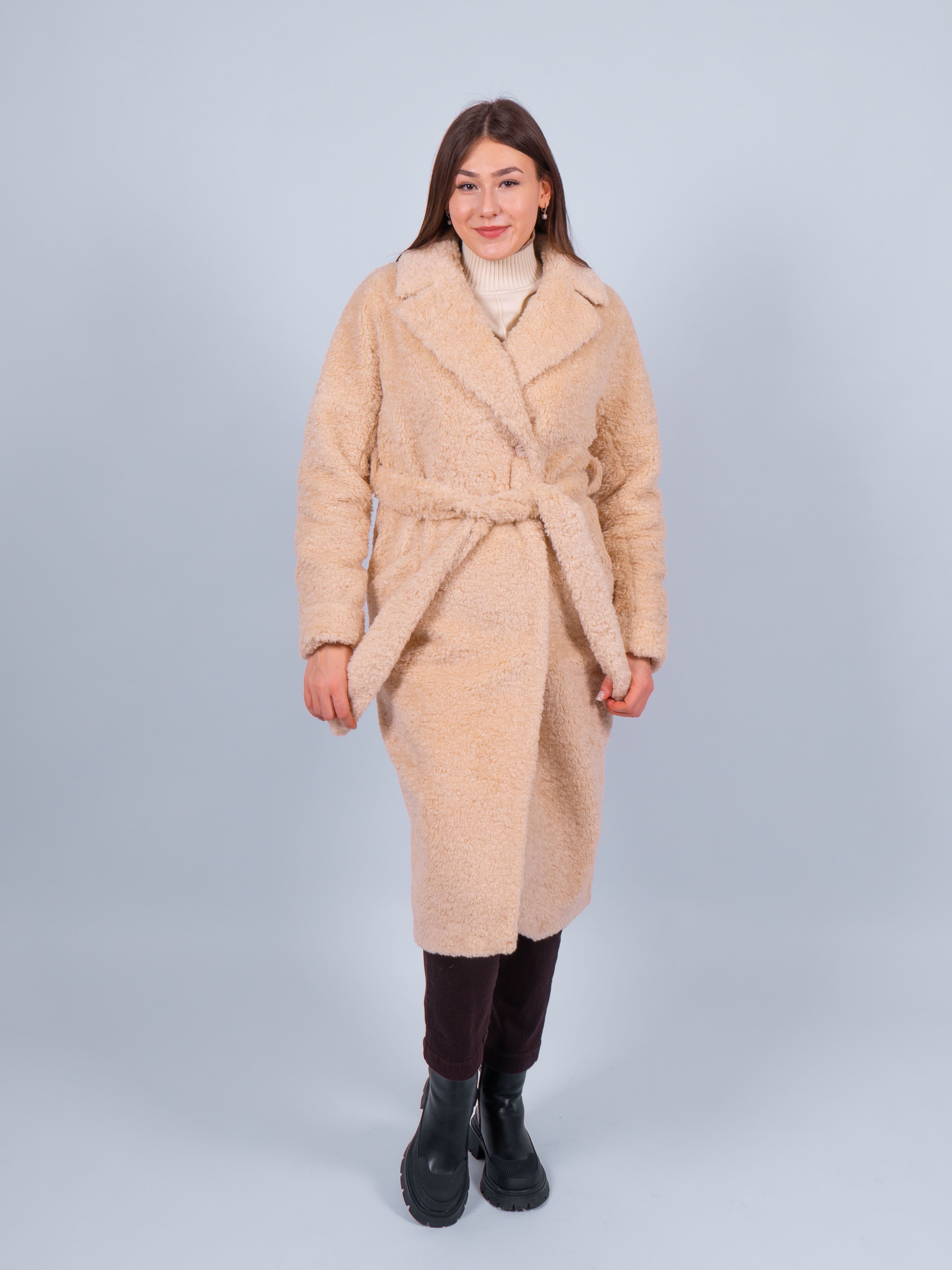 

Пальто женское 365 clothes KR-227N бежевое 46 RU, Бежевый, KR-227N