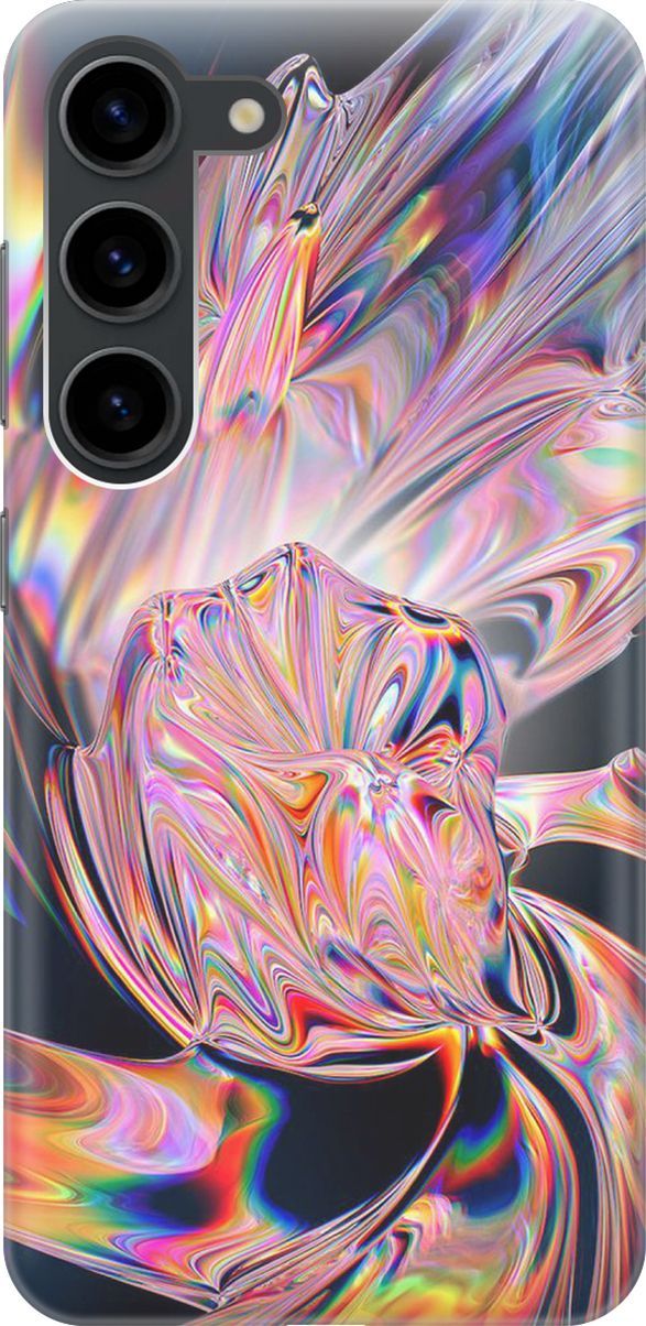 

Силиконовый чехол на Samsung Galaxy S23 с принтом "Стеклянная абстракция", Розовый;черный, 158286