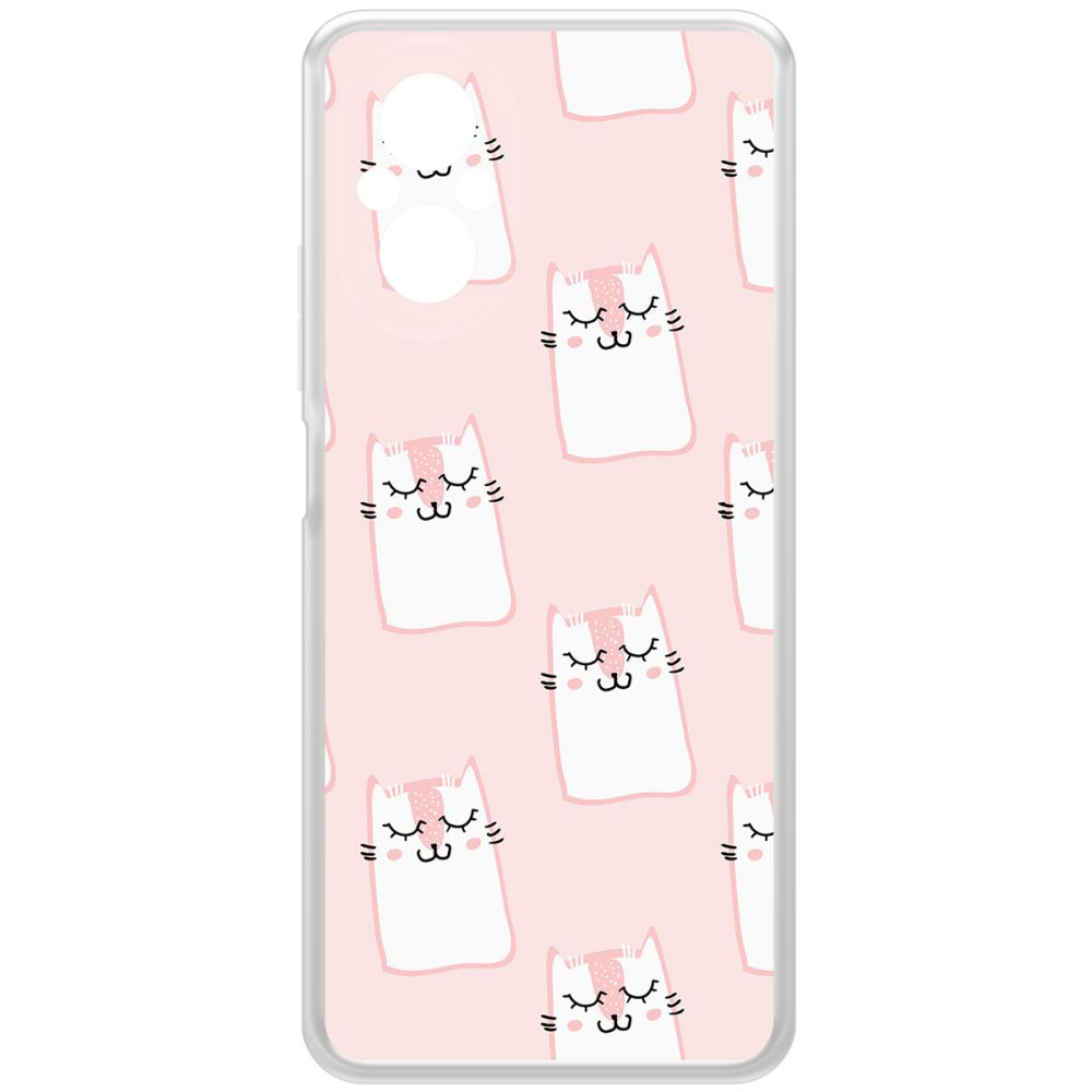 

Чехол-накладка Krutoff Clear Case Котики паттерн для Realme C67, Прозрачный