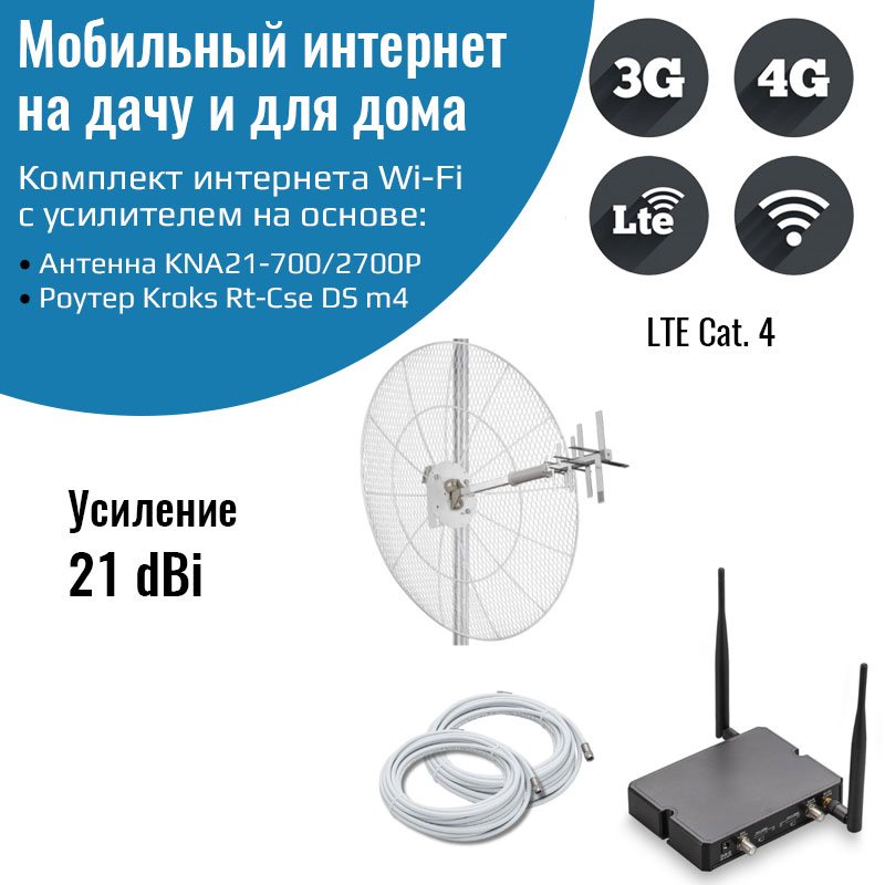 

Мобильный интернет 3G/4G/WI-FI Kroks Rt-Cse DS m4 с антенной KNA21-700/2700P