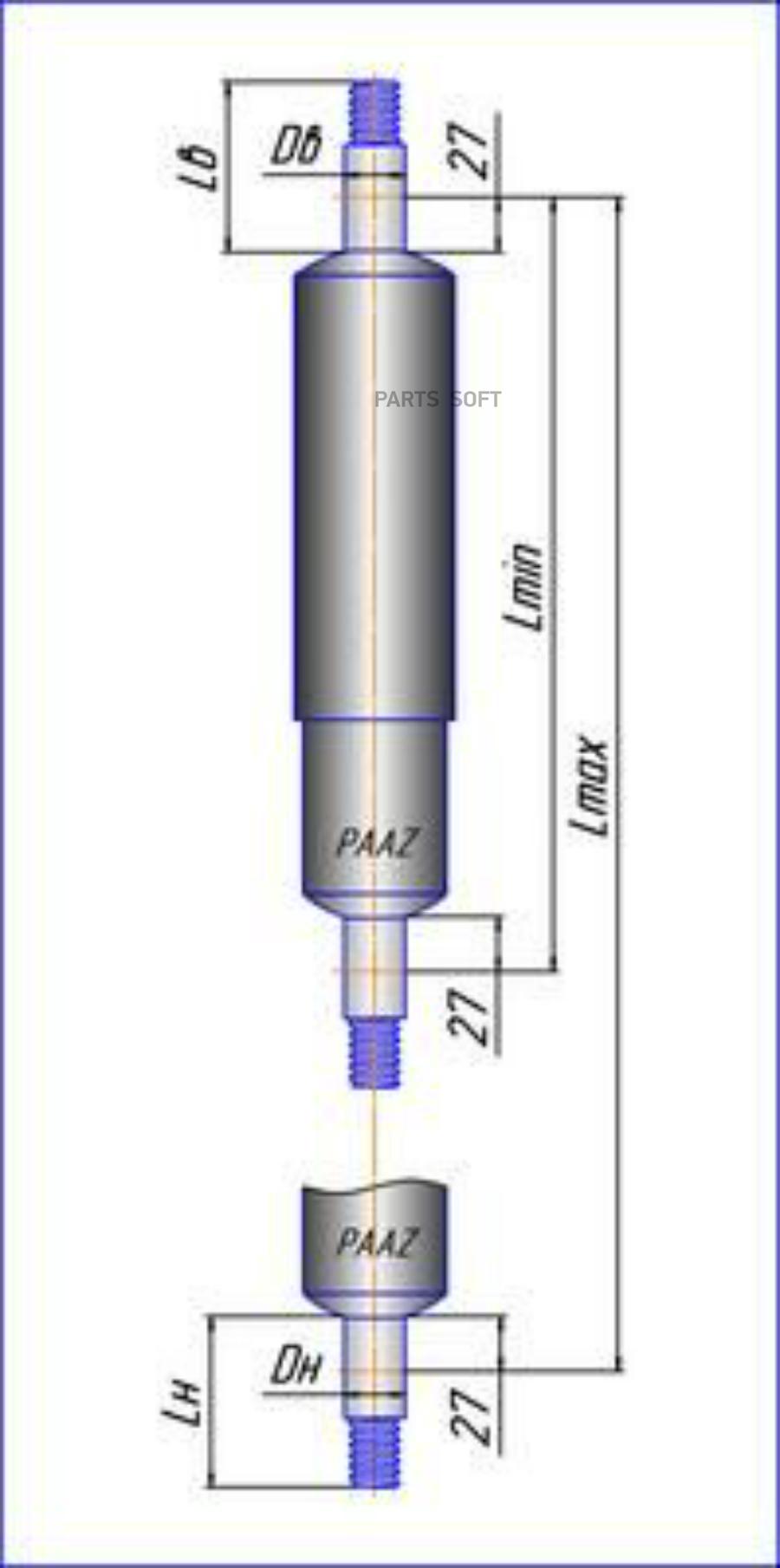 PAAZ P50122905005 П50.12.2905005 амортизатор подвески 340-515 I/I 26x84 26x92\ МАЗ 203/206