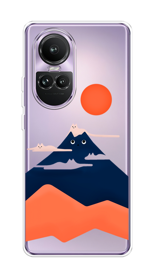 

Чехол на Oppo Reno 10 Global "Кот-гора", Черный;оранжевый, 2514850-1