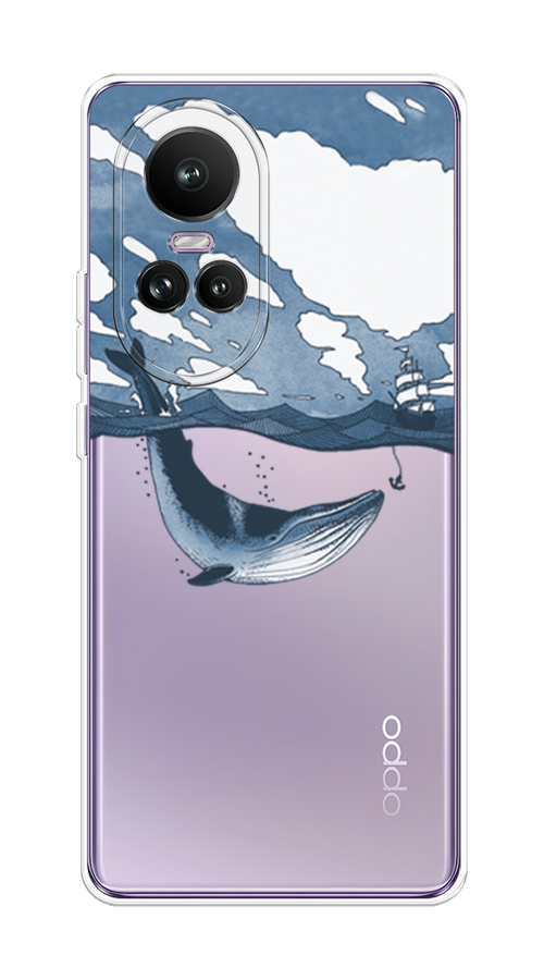 

Чехол на Oppo Reno 10 Global "Большой кит", Синий, 2514850-1