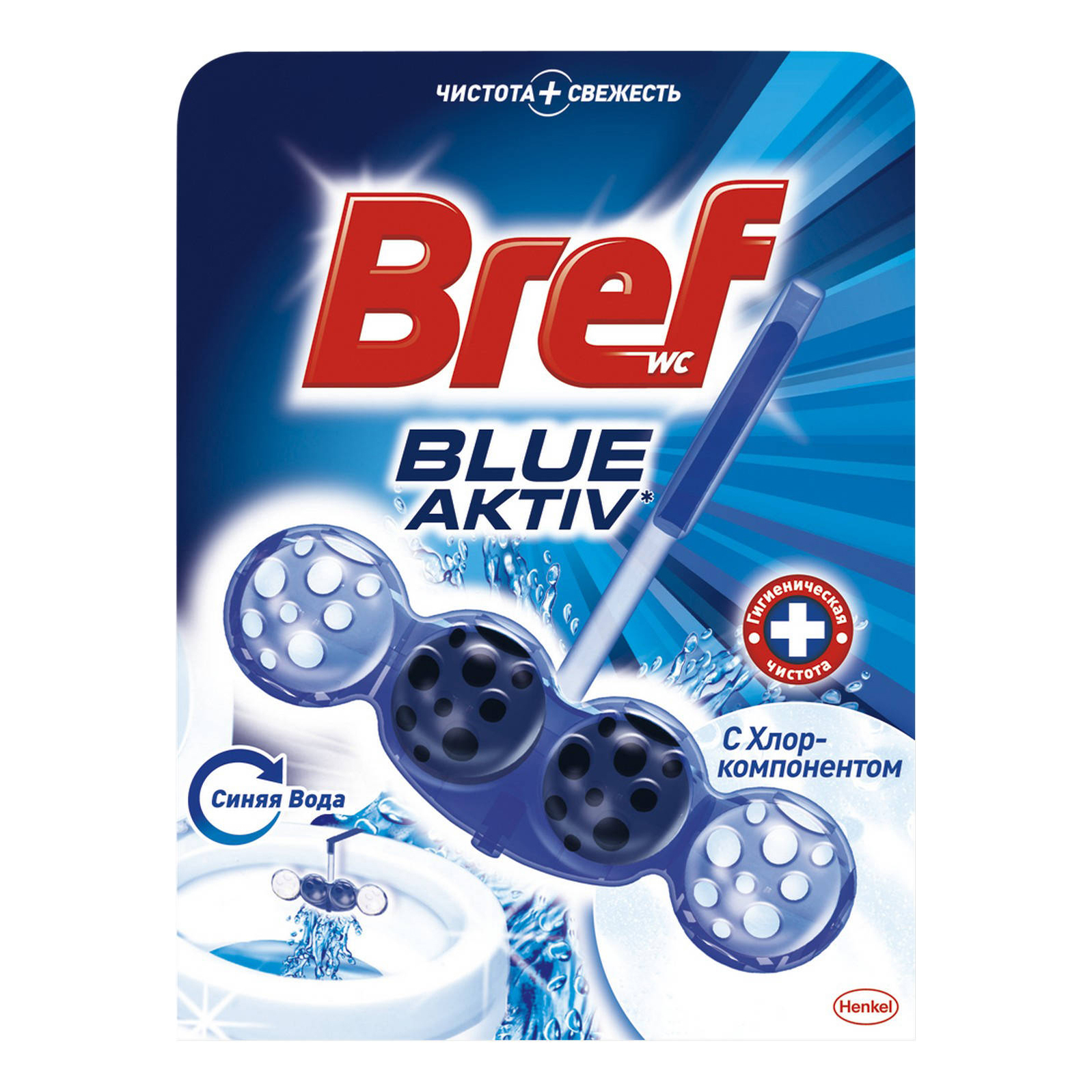 

Блок для унитаза Bref Blue Aktiv с хлор-компонентом 50 г