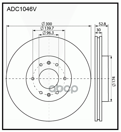 

ALLIED NIPPON ADC1046V ADC1046V_диск тормозной! передний\ Hyundai H-1 2.5CRDi 08 1шт