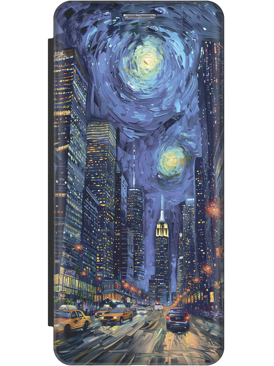 

Чехол-книжка на Tecno Spark 7 с принтом "Ночной проспект" черный, Черный;синий, 741736110