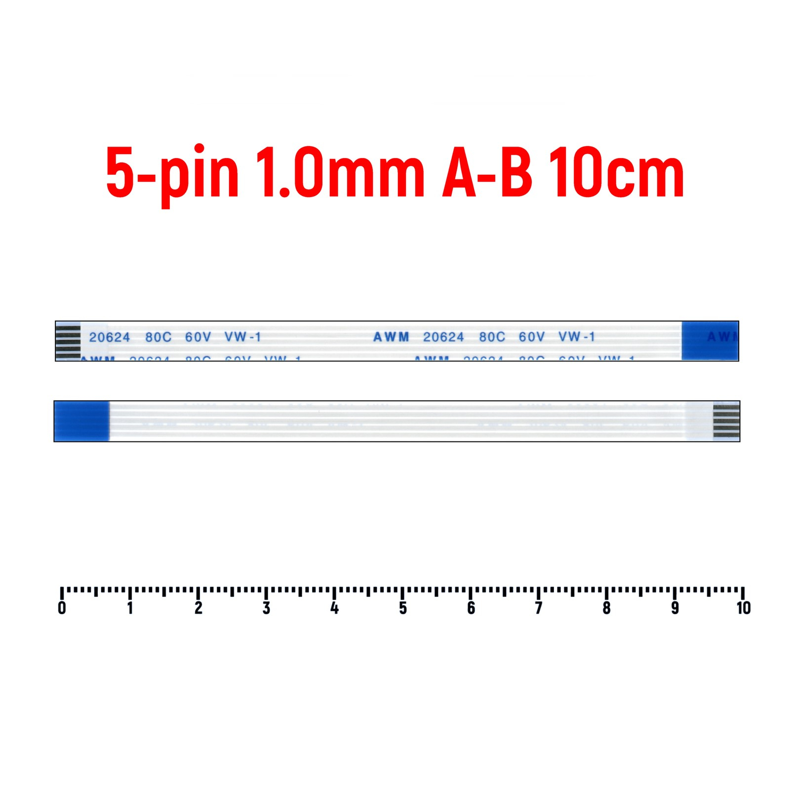 

Шлейф FFC 5-pin Шаг 1.0mm Длина 10cm