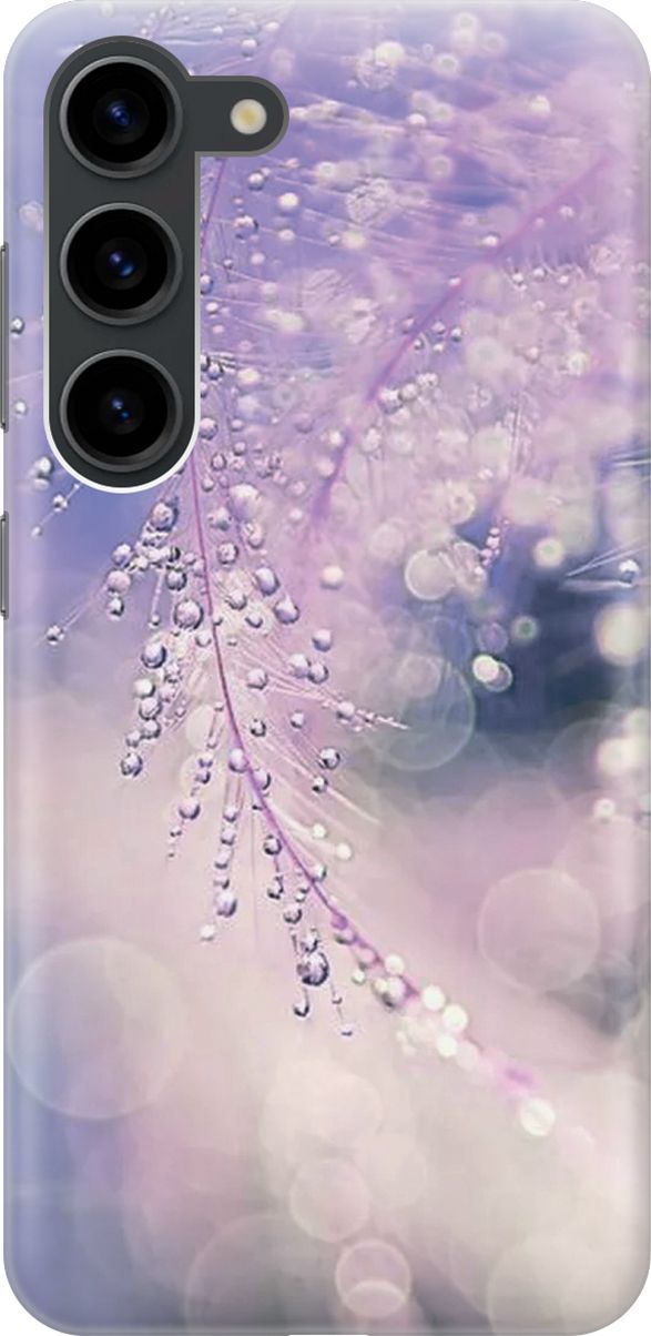 

Силиконовый чехол на Samsung Galaxy S23 с принтом "Ветка в капельках", Белый;синий, 158294