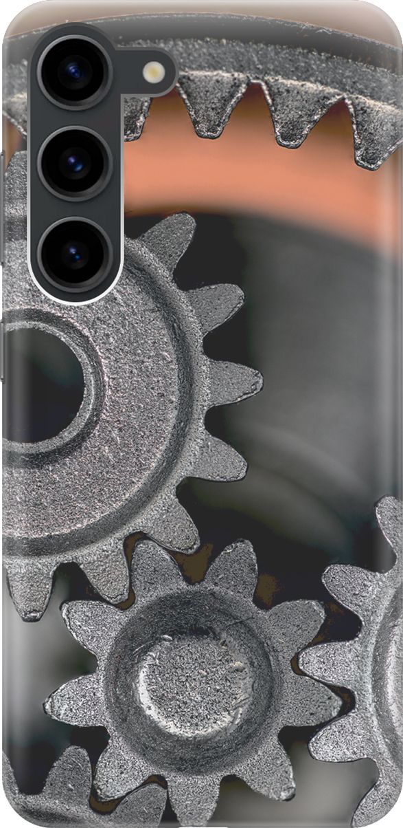 

Силиконовый чехол на Samsung Galaxy S23 с принтом "Шестеренки", Оранжевый;серый, 158299