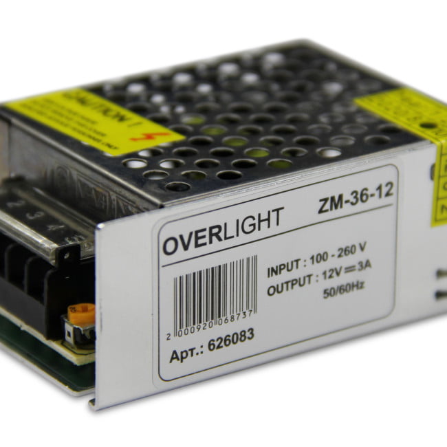 Блок питания OVERLIGHT ZM-36-12 (12V, 36W, 3A, IP20)