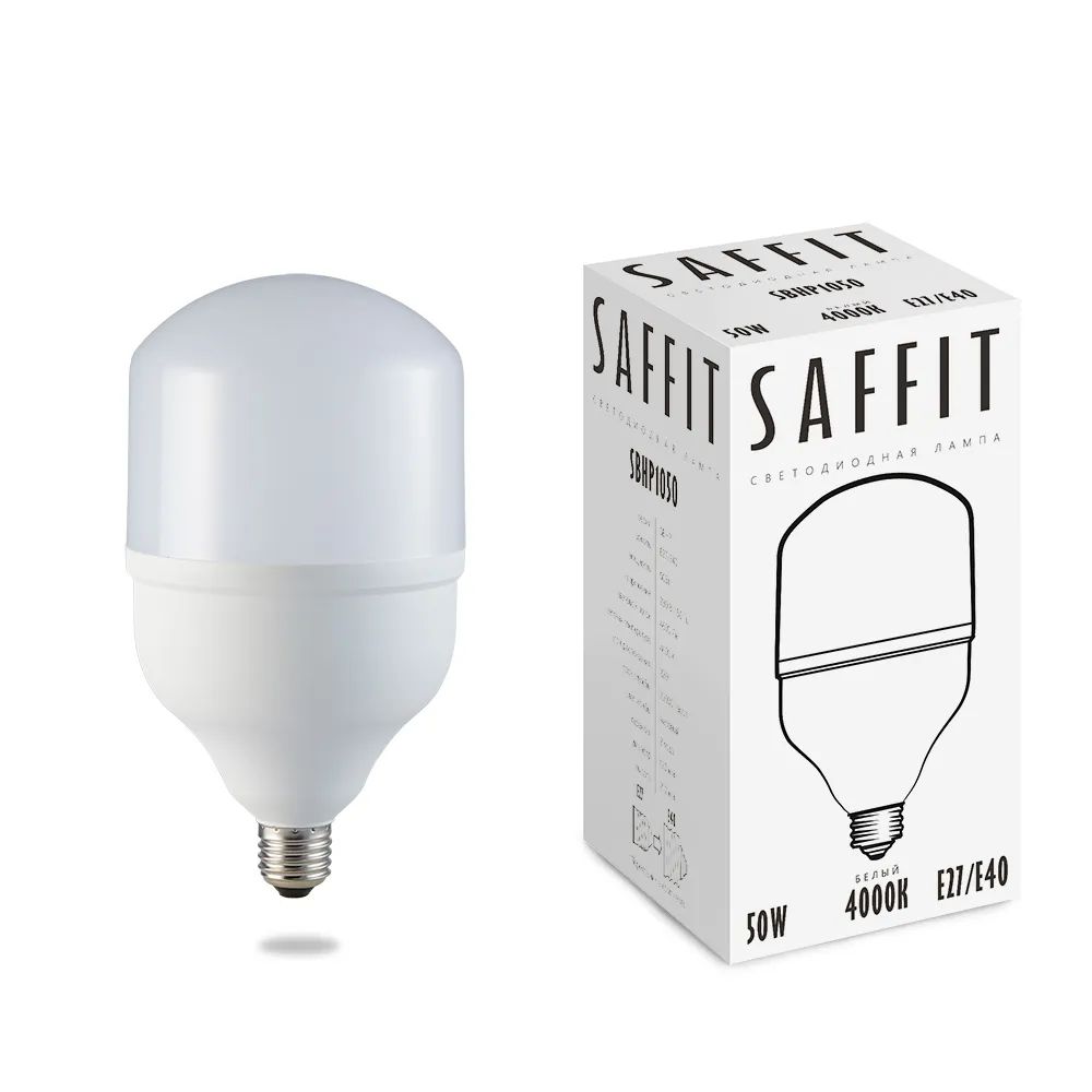 

Лампочка Saffit светодиодная, 50W 230V E27-E40 4000K T120, SBHP1050, Нейтральный белый све