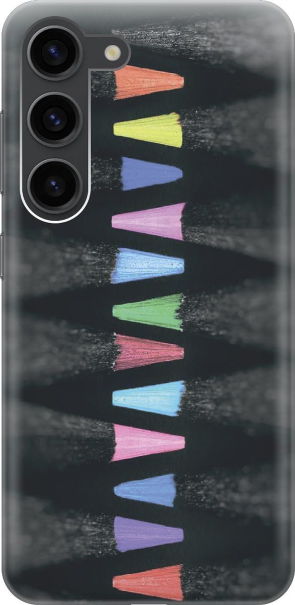 

Силиконовый чехол на Samsung Galaxy S23 с принтом "Разноцветные карандаши", Голубой;черный, 158292