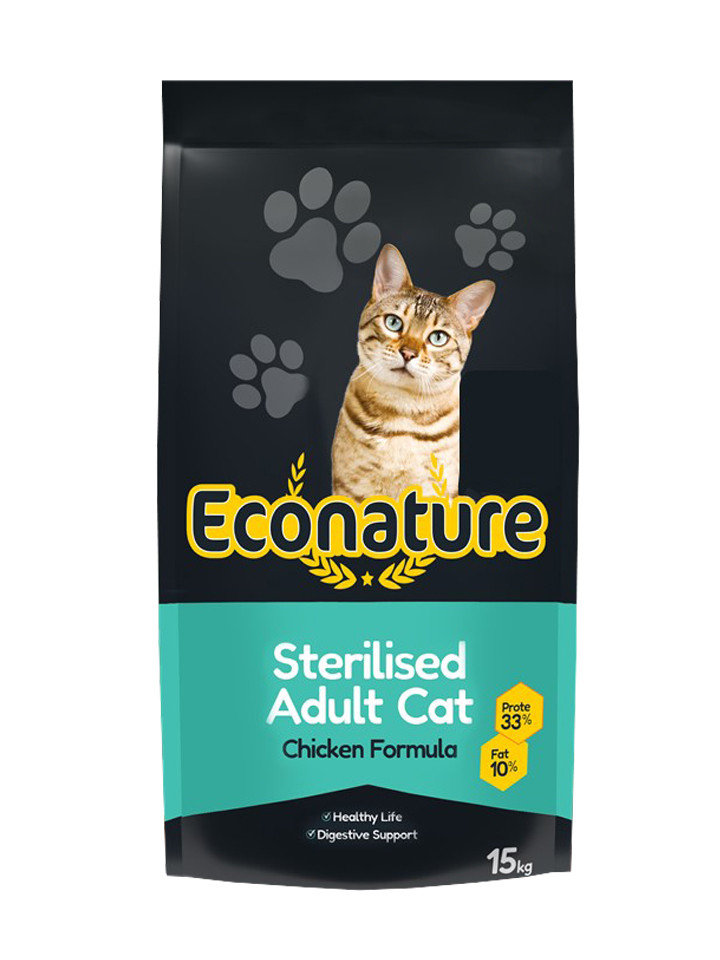 

Сухой корм для кошек Econature Sterilised Adult Cat, для стерилизованных, с курицей, 15 кг
