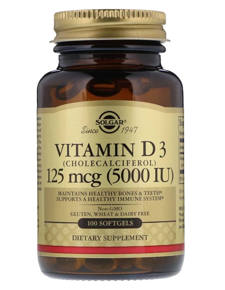 Vitamin-D3-5000-IU-100-capsules, Витамин D3 Solgar 5000 IU 100 капсул  - купить