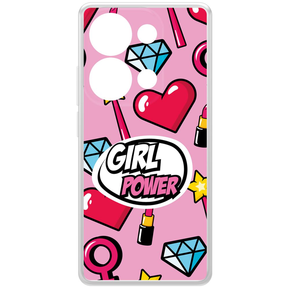 

Чехол-накладка Krutoff Clear Case Girl Power для Xiaomi Redmi Note 13 Pro 4G, Прозрачный