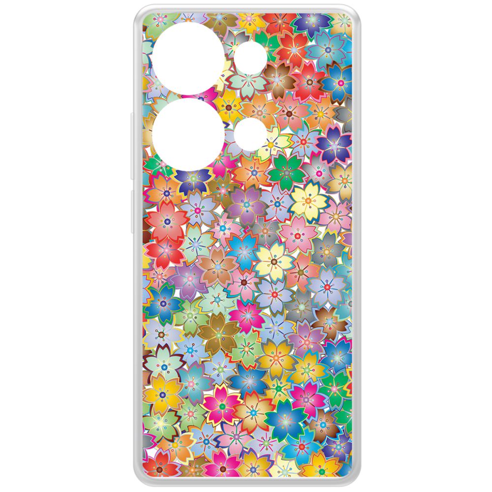

Чехол-накладка Krutoff Clear Case Цветочный паттерн 4 для Xiaomi Redmi Note 13 Pro 4G, Прозрачный