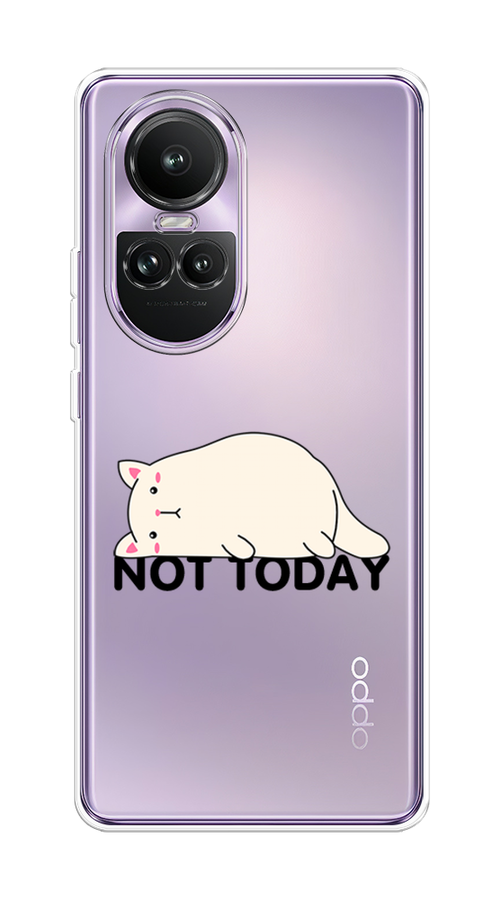 

Чехол на Oppo Reno 10 Global "Cat not today", Белый;розовый;черный, 2514850-1