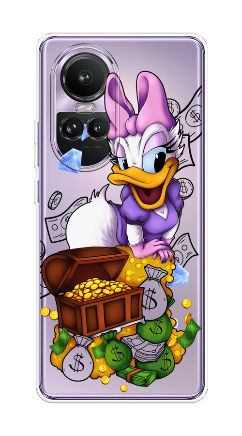 

Чехол на Oppo Reno 10 Global "Rich Daisy Duck", Коричневый;белый;фиолетовый, 2514850-1