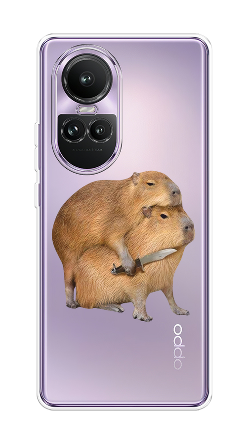 

Чехол на Oppo Reno 10 Global "Капибара с ножом", Бежевый, 2514850-1