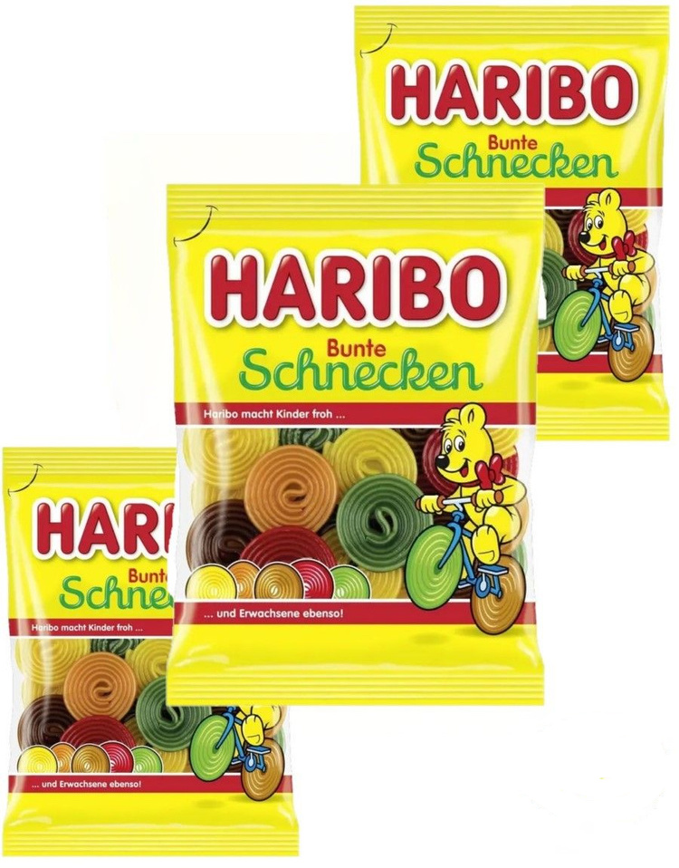 

Мармелад жевательный HARIBO Цветные улитки Bunte Schnecken, 3 шт по 160 г, Цветные улитки