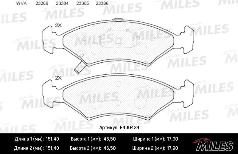 

Колодки тормозные передние Kia Shuma/Shuma I/Shuma II 93>04 Miles E400434