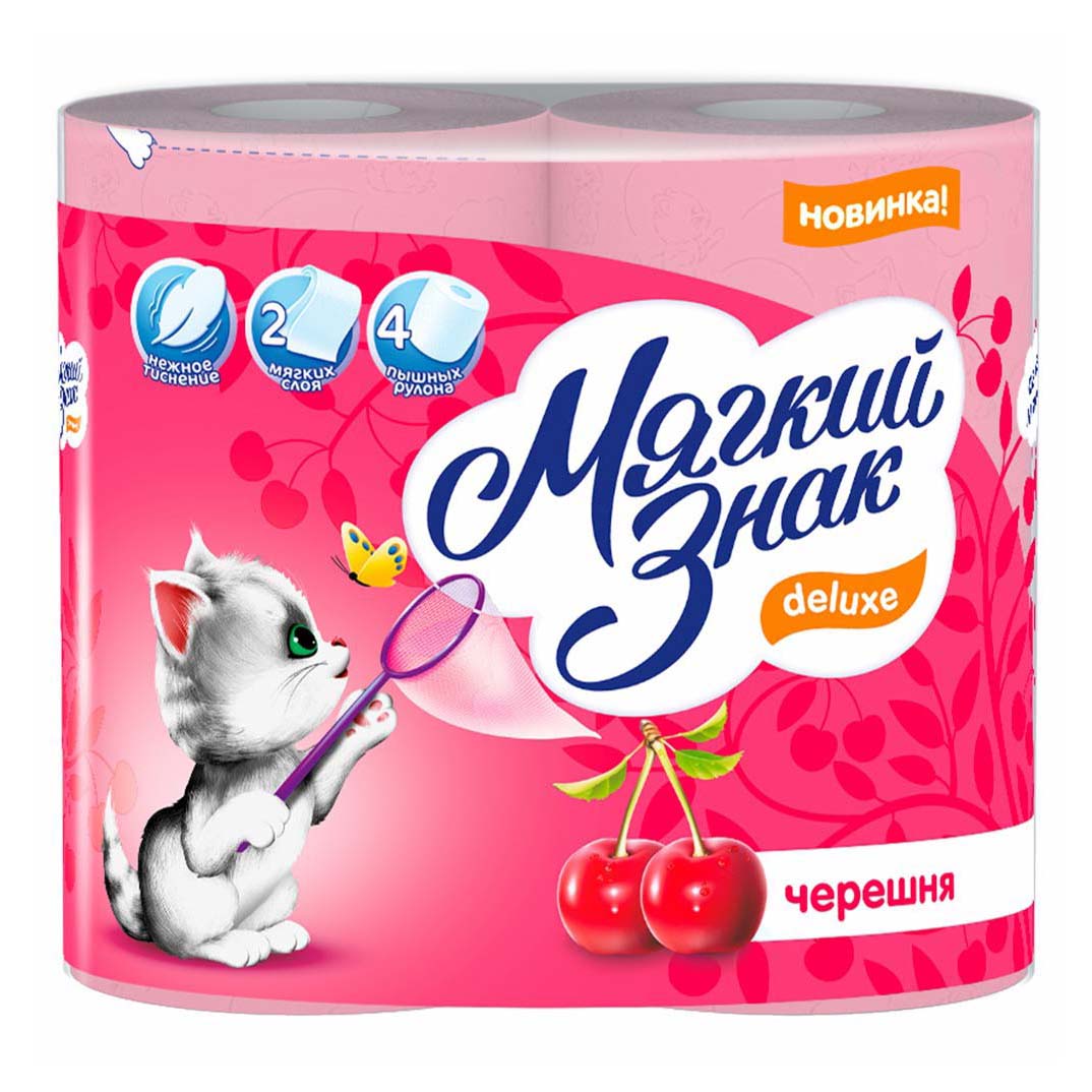 

Туалетная бумага Мягкий знак Deluxe Aroma черешня 2 слоя 4 рулона