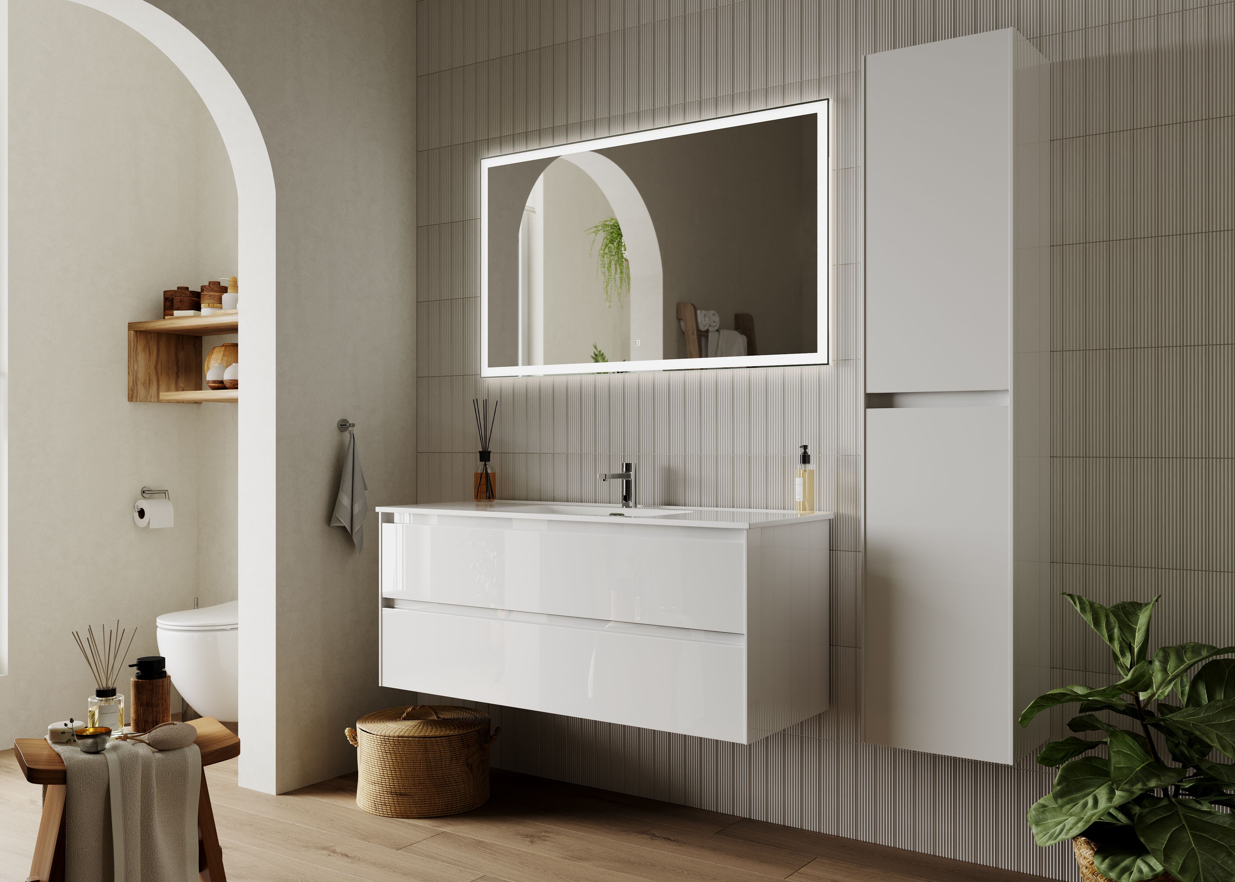 Тумба под раковину SANCOS Cento 119 CN120-2W белый глянец