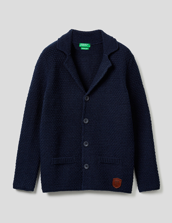 

Кардиган для мальчиков Benetton цв. синий р.128, 21A_1076C6311
