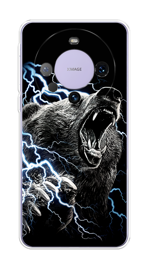 

Чехол на Huawei Mate 60 Pro "Гроза и медведь", Черный;серый;серебристый, 6122250-1